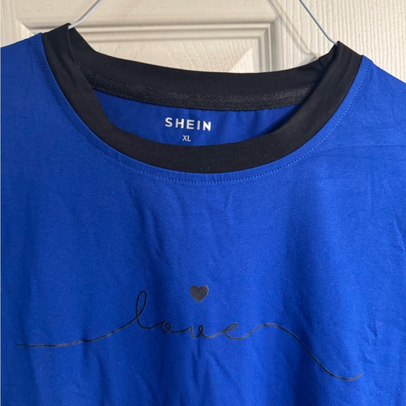 SHEIN Blue and Black 🖤💙Love• Tee Shirt - Picture 2 of 3